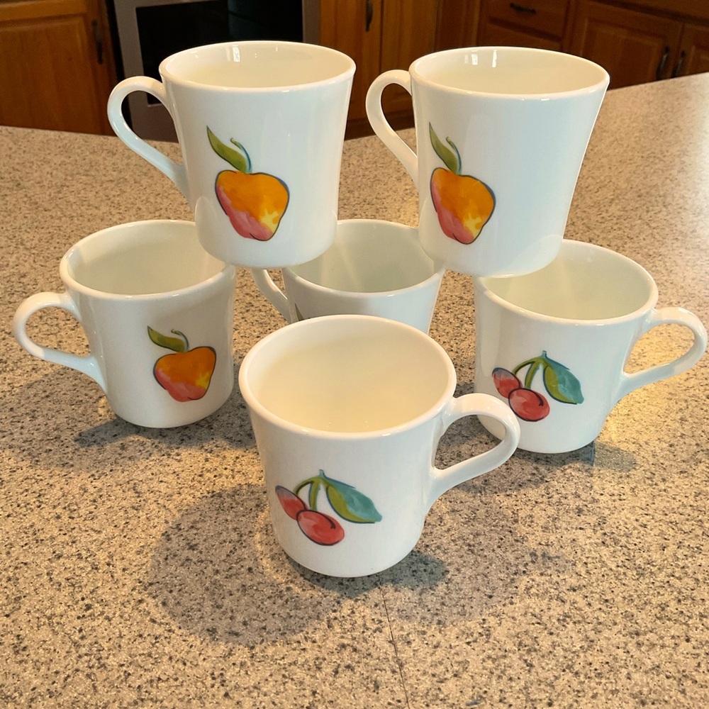 Corning Corelle Vintage Fruit Basket Pattern Mugs (Set of 6)